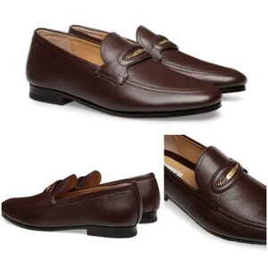 BALLY Pesek Brown Goat Skin Leather Slip On Loafers Shoes